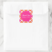 Quatrefolienmuster Pink und Orange Vielen Dank Quadratischer Aufkleber (Tasche)