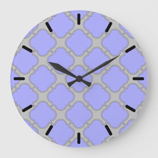 Quatrefolienzwinkle und Grau Große Wanduhr (Vorderseite)