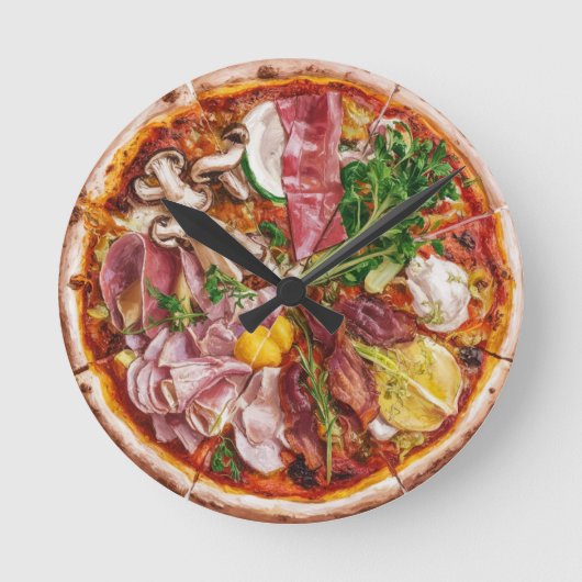 Quattro Stagioni Pizza Runde Wanduhr (Vorderseite)