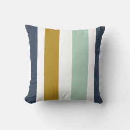 Quattro Streifen in Navy Blue, Celadon, Ochre, Whi Kissen