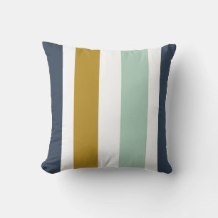 Quattro Streifen in Navy Blue, Celadon, Ochre, Whi Kissen