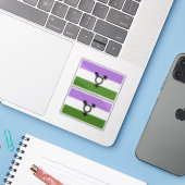 Que - Geschlechtsspezifischer Queer Stolz Aufkleber (Laptop mit iPhone)