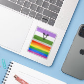 Que - Geschlechtsspezifischer Queer Stolz Aufkleber (Laptop mit iPhone)