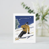 Que la neige soit/Skieur carte postale Postkarte (Stehend Vorderseite)
