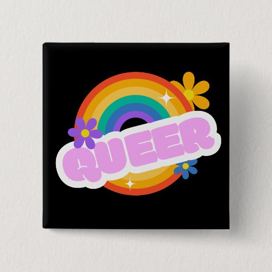 Que. LGBT+Stolz. Button (Vorderseite)