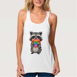 Que | Raccoon mit Regenbogenherz Tank Top