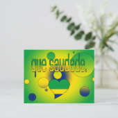 Que Saudade! Brasilien Flaggen Pop Art Postkarte (Stehend Vorderseite)