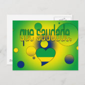 Que Saudade! Brasilien Flaggen Pop Art Postkarte (Vorne/Hinten)