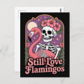 Que Skeleton Flamingo Halloween Queen Postkarte (Vorne/Hinten)
