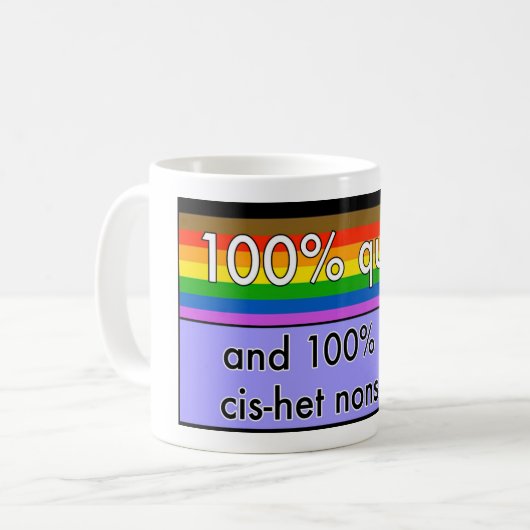 Que und über cishet Unsinns-Tasse Kaffeetasse (Vorderseite Links)