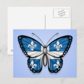 Quebec Butterfly Flag auf blau Postkarte (Vorne/Hinten)
