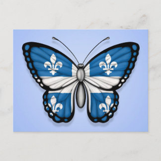 Quebec Butterfly Flag auf blau Postkarte