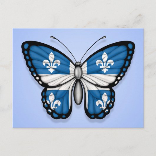 Quebec Butterfly Flag auf blau Postkarte (Vorderseite)