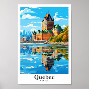 Quebec Canada Art Vintage Travel Illustration Poster