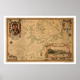 Quebec Canada Early Map 1688 Poster