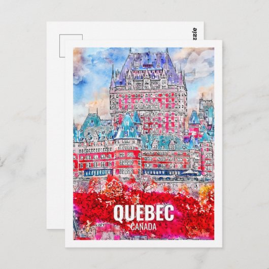 Quebec Canada Famous Travel Place Watercolor Postkarte (Vorne/Hinten)