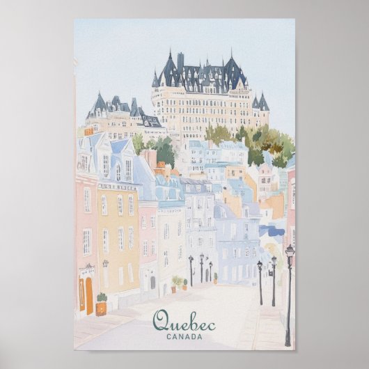 Quebec Canada Gouache Paint Illustration Travel Poster (Vorne)