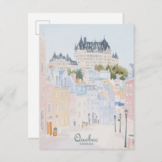 Quebec Canada Gouache Paint Illustration Travel Postkarte (Vorne/Hinten)