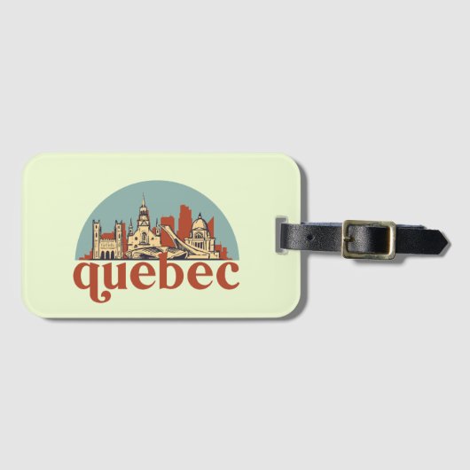 Quebec Canada Retro City Skyline Cityscape Art Gepäckanhänger (Vorderseite (Horizontal))