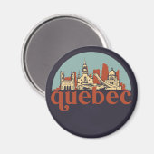 Quebec Canada Retro City Skyline Cityscape Art Magnet (Vorderseite/Rückseite)