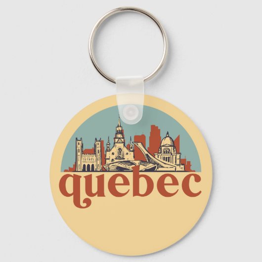 Quebec Canada Retro City Skyline Cityscape Art Schlüsselanhänger (Vorderseite)