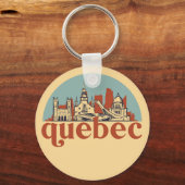 Quebec Canada Retro City Skyline Cityscape Art Schlüsselanhänger (Vorderseite)