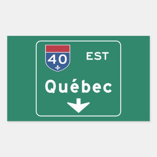 Quebec, Canada Road Sign Rechteckiger Aufkleber (Vorderseite)