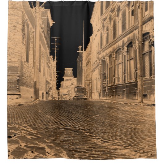 Quebec Canada Street mit schwarzem Car in den 1930 Duschvorhang (Vorderseite)