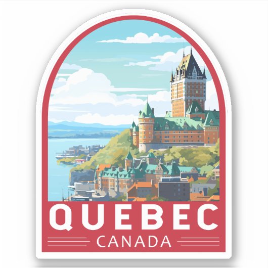 Quebec Canada Travel Art Vintag Aufkleber (Vorderseite)
