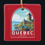 Quebec Canada Travel Art Vintag Keramikornament<br><div class="desc">Quebec Retro Vektor-Reise-Design. Quebec,  eingebettet in Ostkanada,  bietet eine einzigartige Mischung aus europäischem Charme und nordamerikanischem Geist.</div>
