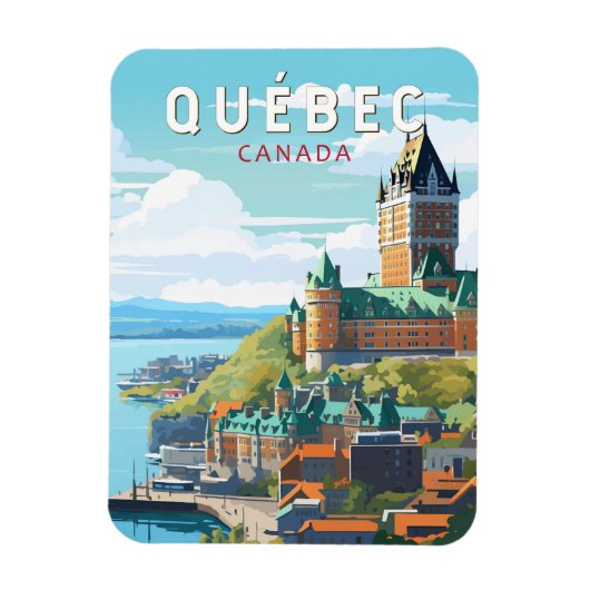 Quebec Canada Travel Art Vintag Magnet (Vertikal)