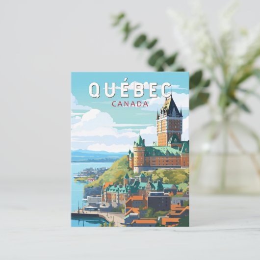 Quebec Canada Travel Art Vintag Postkarte (Stehend Vorderseite)