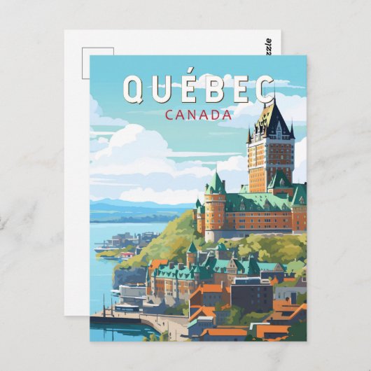 Quebec Canada Travel Art Vintag Postkarte (Vorne/Hinten)