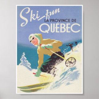 Quebec Canada Vintag Ski Travel Poster