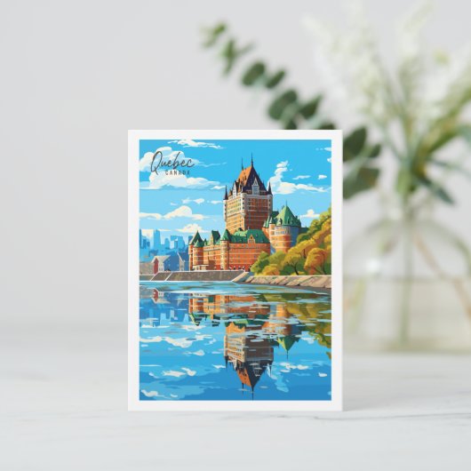 Quebec Canada Vintage Postkarte (Stehend Vorderseite)