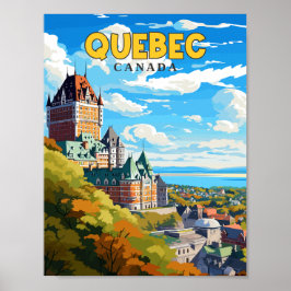 Quebec Canada Vintage Reise Illustration Poster