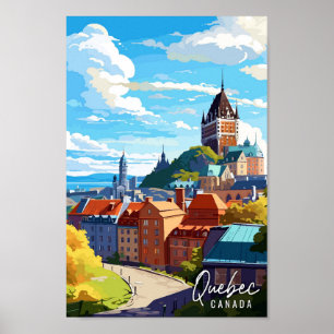 Quebec Canada Vintage Reise Illustration Poster