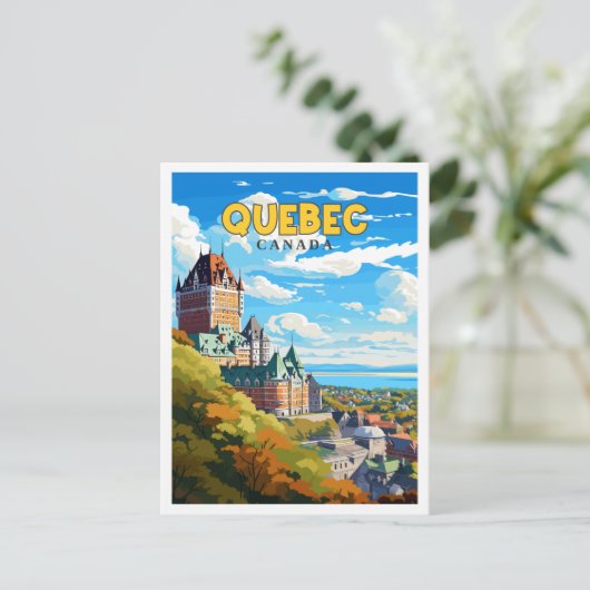 Quebec Canada Vintage Reise Illustration Postkarte (Stehend Vorderseite)