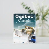 Québec Canada Vintage Reiseplakat Postkarte (Stehend Vorderseite)