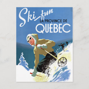 Quebec Canada Vintage Travel Poster Zurück Postkarte