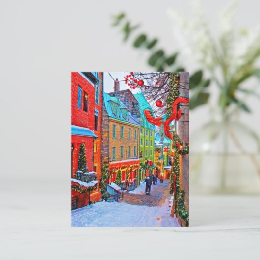 Quebec Christmas Postkarte (Stehend Vorderseite)