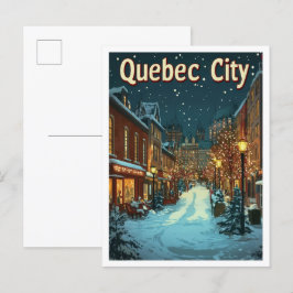 Quebec City Canada Art Vintage Travel Illustration Postkarte