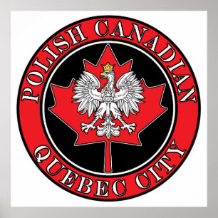 Quebec City Runde Polnisch kanadisches Leaf Poster