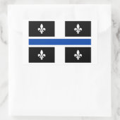Quebec Flag Blue Line Fleur de Lys Graphic Art auf Rechteckiger Aufkleber (Tasche)