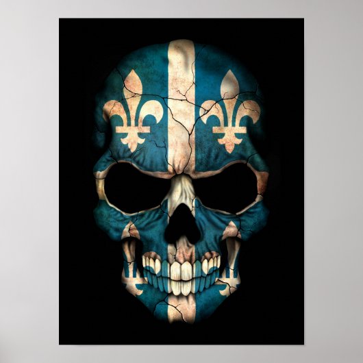 Quebec Flag Skull auf Schwarz Poster (Vorne)