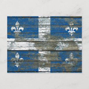 Quebec-Flagge auf rauhen Holzplanken Effekt Postkarte