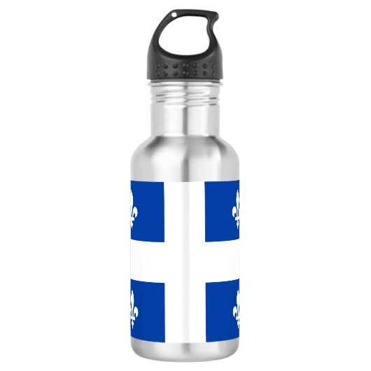 Quebec-Flagge Edelstahlflasche (Vorderseite)