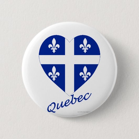 Quebec-Flaggen-Herz mit Namen Button (Vorderseite)