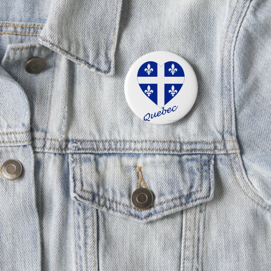 Quebec-Flaggen-Herz mit Namen Button (Beispiel)