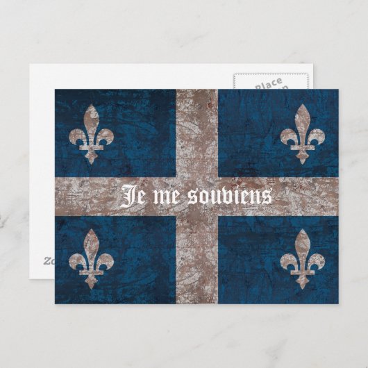 Quebec - Grunge-Flagge mit Motto - klassischer Loo Postkarte (Vorne/Hinten)